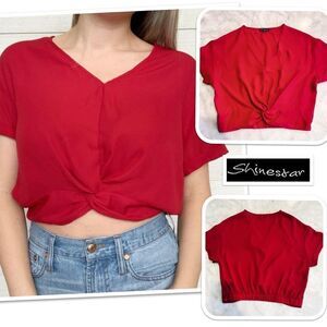 Shinestar Red Cropped Top